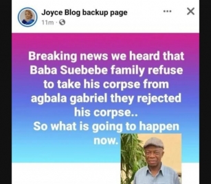 Huge Reaction When Baba Suebebe’s Body Was Rejected By Baba Suebebe Family: “Wetin Una Want Make Agbala Do With The Body Now” (Detail