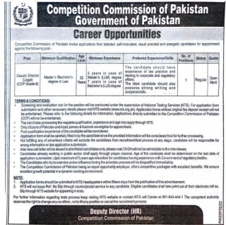 NTS Jobs At CCP Competition Commission Of Pakistan