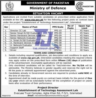 Technology Lab Positions In Islamabad | Ministry Of Defence Jobs