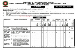 Federal Government Educational Institutions FGEI Jobs 2024