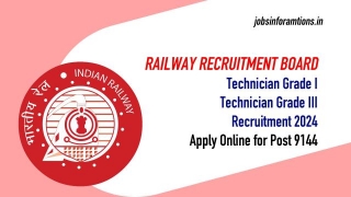 RRB Technician Vacancy Notice 2024, Apply Online For Post 9144