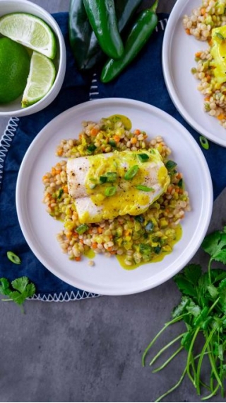 Coconut Curry Cod With Tri-color Couscous