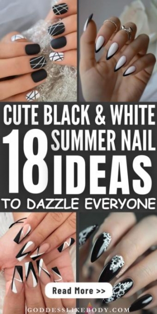 18 Cute Black & White Summer Nail Ideas To Dazzle Everyone