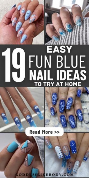 19 Fun Blue Nail Ideas To Do At Home