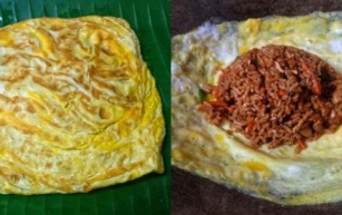 Resipi Nasi Goreng Pattaya Ala Thai, Ini Tip Senang Bungkus Telur