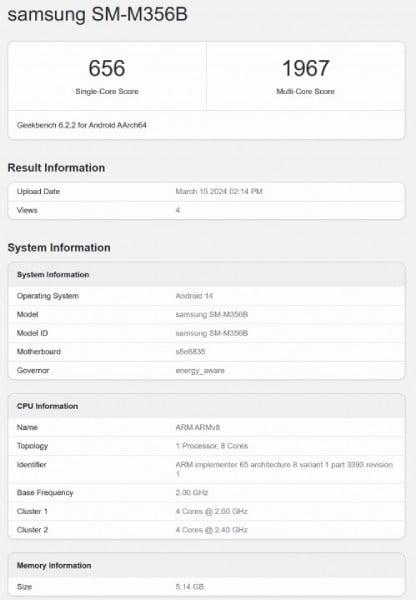 Samsung Galaxy M35 5G: Geekbench Test Reveals Exynos 1380 SoC