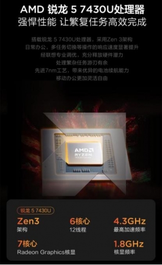 Lenovo IdeaPad 15s Laptop: AMD Ryzen 5 7430U CPU