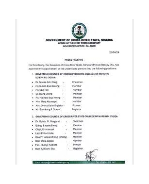 Prince Otu Release New Appointments