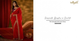 Sampaada Sparkles In Samyakk’s Scarlet Red Sequins Silk Saree