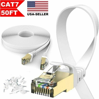 50ft Flat CAT7 Ethernet Cable For Internet Router