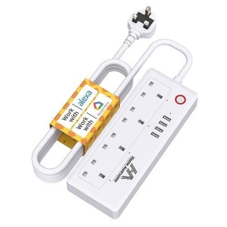 WiFi Smart Power Strip Surge Protector With 4 AC Outlets And 4 USB Ports