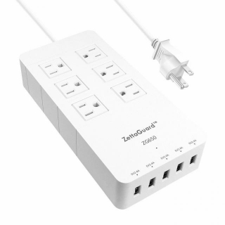 Zettaguard Power Strip, Surge Protector Multi-Outlet And USB Ports 5ft Long Cord