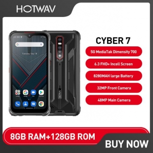 HOTWAV CYBER 7 Rugged Smartphone 6.3 Inch FHD+ 8GB+128GB Mobile Phone 5G Android 11 8280mAh 20MP Night Vision Camera Cellphones