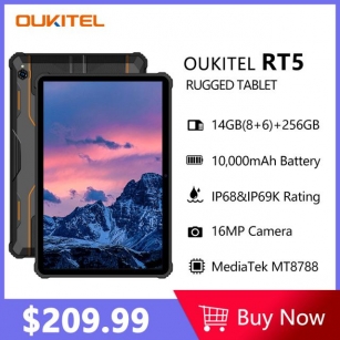 Oukitel RT5 Rugged Tablet 11000mAh Android 13 10.1 Inch FHD Pad 8GB 256GB Octa Core 16MP Camera Dual SIM 33W Charged Tablets