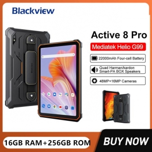 Blackview Active 8 Pro 16GB+256GB Android 13 Tablets 10.36Inch Display 16MP+48MP Camera 22000mAh Large Battery Rugged Tablet PC