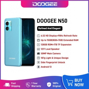 [World Premiere] DOOGEE N50 Smartphone Octa Core 8GB RAM +128GB ROM 50MP Ai Main Camera 4200mAh Battery Fast Charger Phone