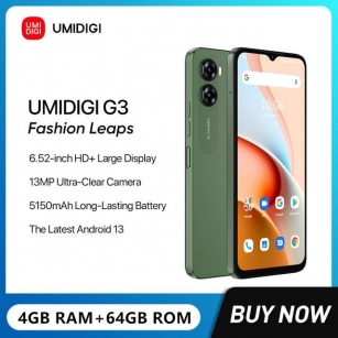 UMIDIGI G3 Ultra-thin Smartphones Helio A22 4GB+64GB 6.52Inch HD 13MP Camera 5150mAh Battery Dual SIM 4G Android 13 Mobile Phone
