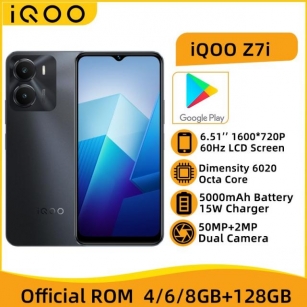 IQOO Z7i 5G 4GB 128GB Dimensity 6020 Octa Core 6.51'' 60Hz Fullscreen 13MP Dual Camera 5000mAh Battery 15W Charger