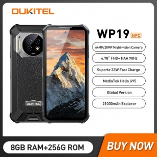 Oukitel WP19 Smartphones 21000 MAh Battery 8GB 256GB Android 12 Mobile Phone 64MP Camera 6.78 Inch FHD 90 Hz Rugged Cellphone