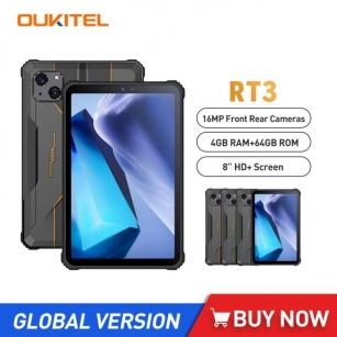 Oukitel RT3 Mini Rugged Tablet 8 Inch HD 5150 MAh 4GB+64GB Android 12 Tablets IP68&IP69K Waterproof Helio P22 16MP Camera Pad