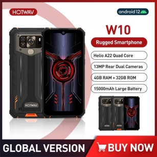 HOTWAV W10 IP68 Rugged Smartphone Android 12 Helio A22 Mobile Phone 4GB 32GB 6.53 Inch Cellphones 13MP Dual Cameras 15000mAh NFC