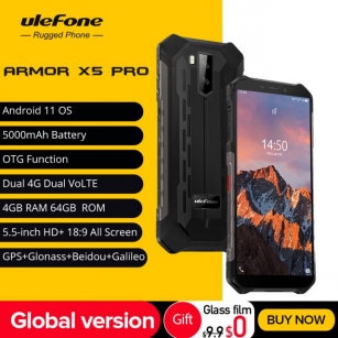 Ulefone Armor X5 Pro Android 11 Rugged Waterproof Smartphone 4GB+64GB Cell Phone NFC 4G LTE Mobile Phone