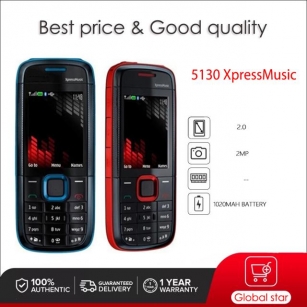 Original Unlocked 5130 XpressMusic 2G Mobile Phone Cellphone & Russian Arabic Hebrew English Keyboard Free Shipping