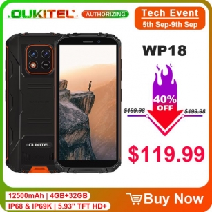 OUKITEL WP18 12500mAh Android 11 4GB+32GB Phone IP68 & IP69K Rugged Mobile Phone 5.93'' TFT HD+ Display 13MP Camera Smartphone