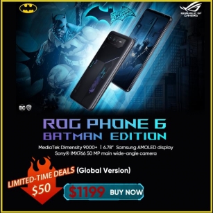 ASUS ROG Phone 6 BATMAN Edition 5G MediaTek Dimensity 9000+ 6.78'' 165Hz E-Sports Screen 6000mAh Battery Global ROM Mobile Phone