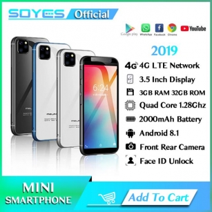 2019 Mini Smartphone 3GB RAM 32GB ROM 3.4Inch Thin Telefone 4G LTE Android 8.1 Face ID Unlock WIFI Hotspot Little Mobile Phone