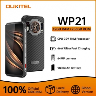 Oukitel WP21 Rugged Cellphone Night Vision Mobile Phone,9800 MAh, 12GB+256 GB, 64MP Camera, Smartphone 66W, 120 Hz Helio G99
