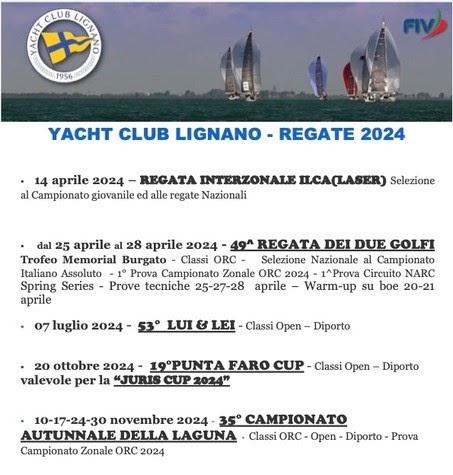 Il calendario 2024 dello Yacht Club Lignano