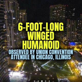 6-FOOT-LONG WINGED HUMANOID Observed By Union Convention Attendee In Chicago, Illinois