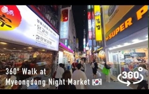 360 Walk at Myeongdong Night Market | Seoul, Korea 🇰🇷