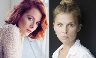 EMILY BEECHAM, CLEMENCE POESY CAST AS QUEENS IN JAMES NORTON, NIKOLAJ COSTER WALDAU BBC 11TH CENTURY SET TV SERIES KING AND CONQUEROR