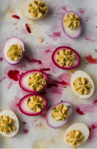 Naturally Dyed Deviled Eggs