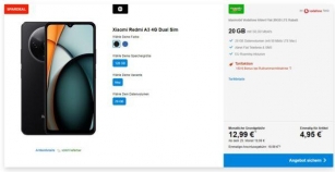 Xiaomi Redmi A3 4G Dual Sim + 20GB LTE + Alles-Flat Im Vodafone-Netz Für 12,99€/Monat – Eff. 4,12€/Monat + 150€ Bonus
