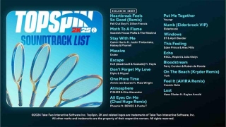 TopSpin 2K25 Soundtrack And OST Score Detailed