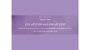£15 Off £100 Or £30 Off £200 With Codes For Members @ John Lewis & Partners
