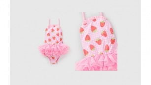 Girls Light Pink Strawberry Tutu Swimming Costume From £8 @ Matalan