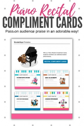 Audience-to-Student Compliment Cards For Piano Recitals