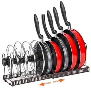 Expandable Pan Organizer For Cabinet 51% Off With Coupon Code!