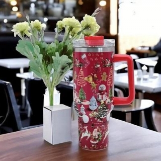 40oz Stainless Steel Vacuum Insulated Christmas Tumbler With Lid And Straw 40% Off With Discount Code!