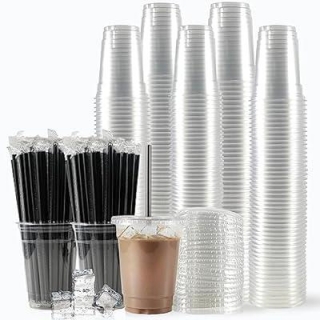 Plastic Cups With Lids And Straws, 200 Sets 40% Off With Discount Code!