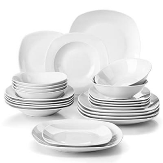 Porcelain Square Dinnerware Sets, 24-Piece 50% Off With Promo Code!