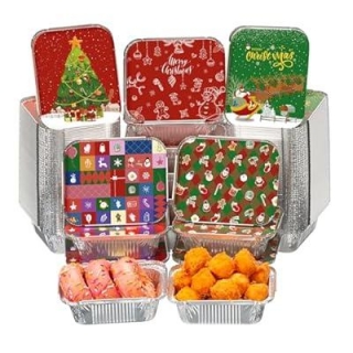 Disposable Aluminum Foil Pans With Christmas Lids, 50 Packs 50% Off With Promo Code!