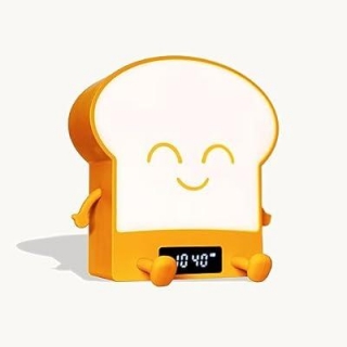 Multi-Color Toast Bread Night Light With Clock 50% Off With Discount Code!