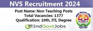 NVS Non Teaching Recruitment 2024 Apply Online (1377 Vacancies) | Nvs.ntaonline.in