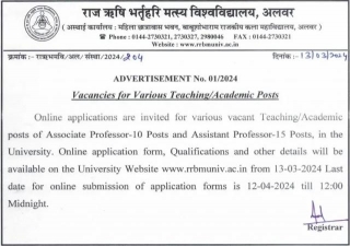 RRBMU Recruitment 2024 Apply Online, Notification | 25 Teaching Vacancies