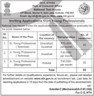 National Test House Recruitment 2024, Notification, 05 Young Professional Posts